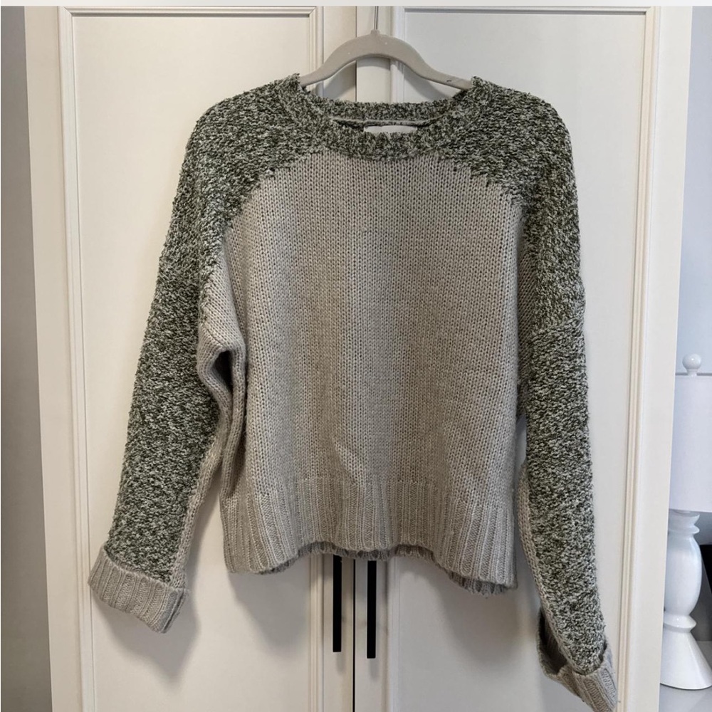 John + Jenn Gray and Cream Knit Sweater